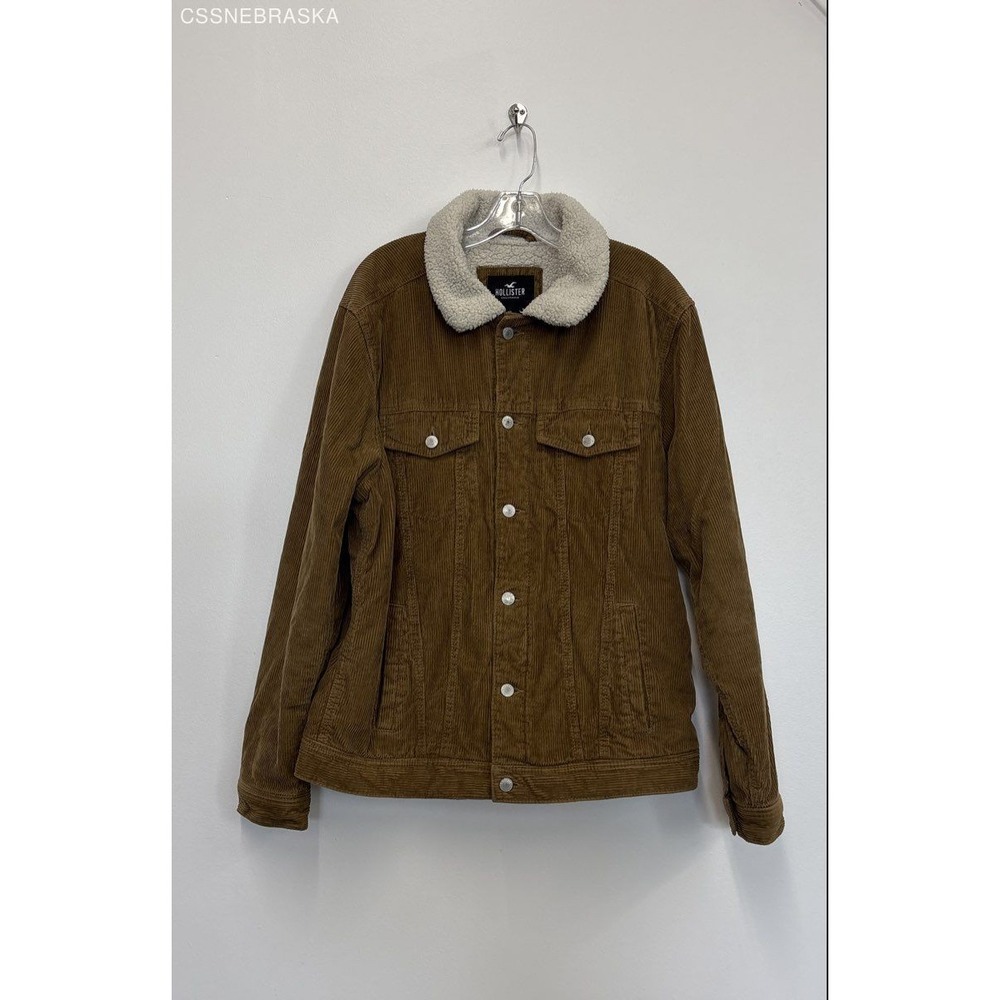 Hollister Brown Corduroy Hherpa-Lined Trucker Jacket. -‎ Size XL
